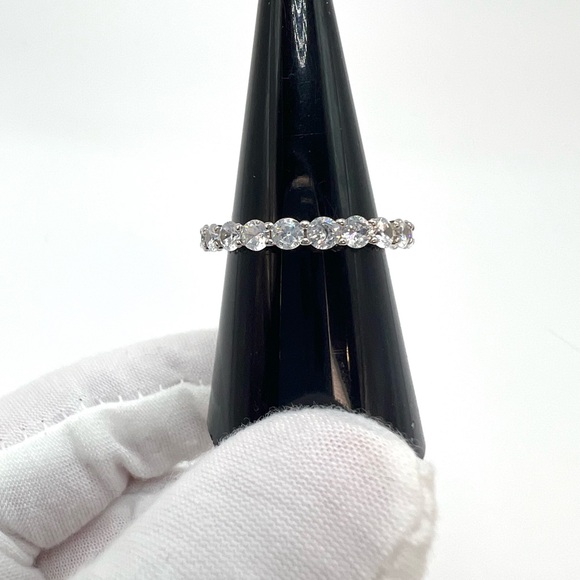 Sterling Round Cubic Zirconia Eternity Ring - Picture 5 of 16